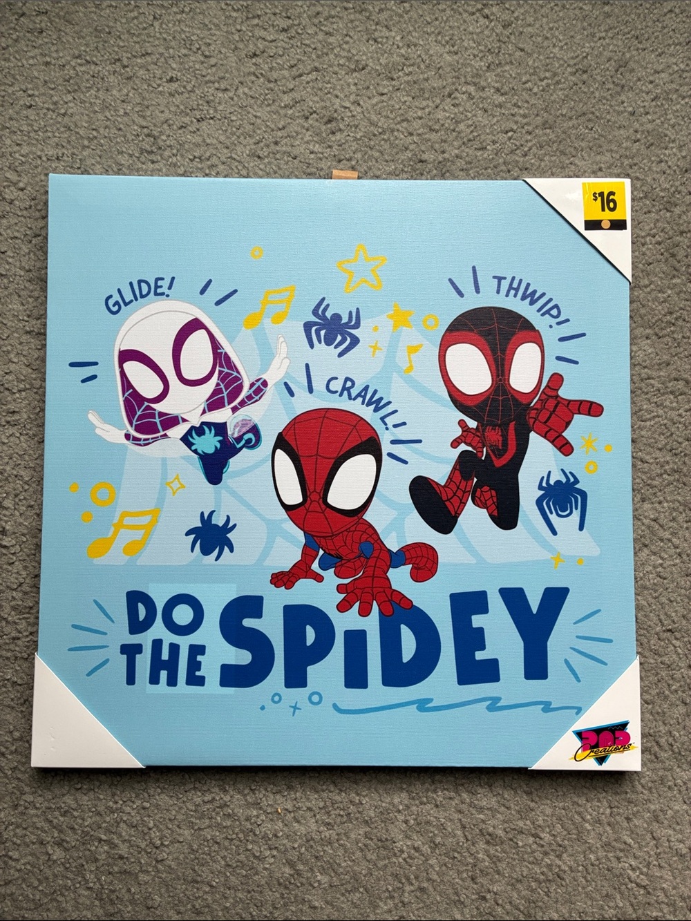 NEW Marvel Spider-Verse Miles Gwen Do The Spidey Blue Canvas Wall Art Kids